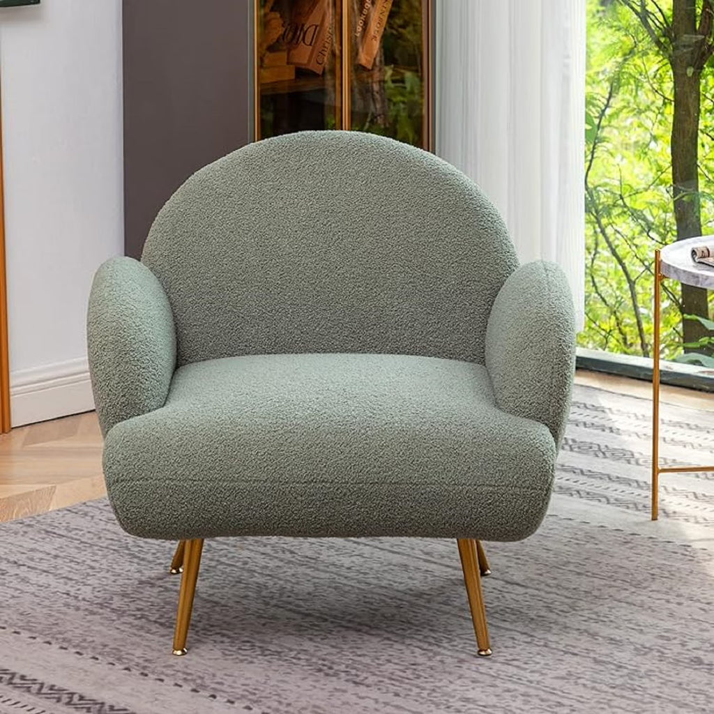 Green Upholstered Accent Chair with Metal Frame I513