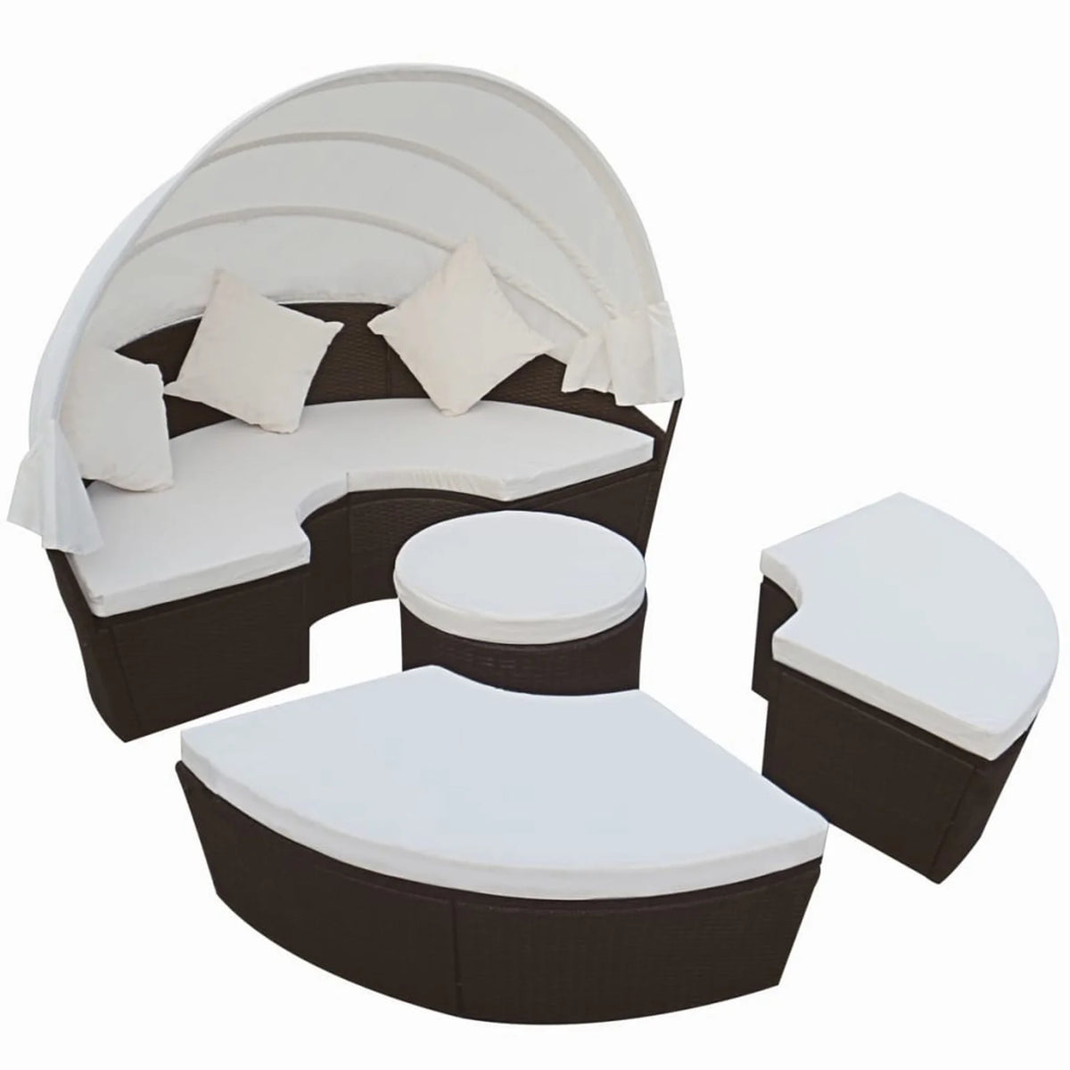 Patio Bed with Canopy Poly Rattan Brown L4882