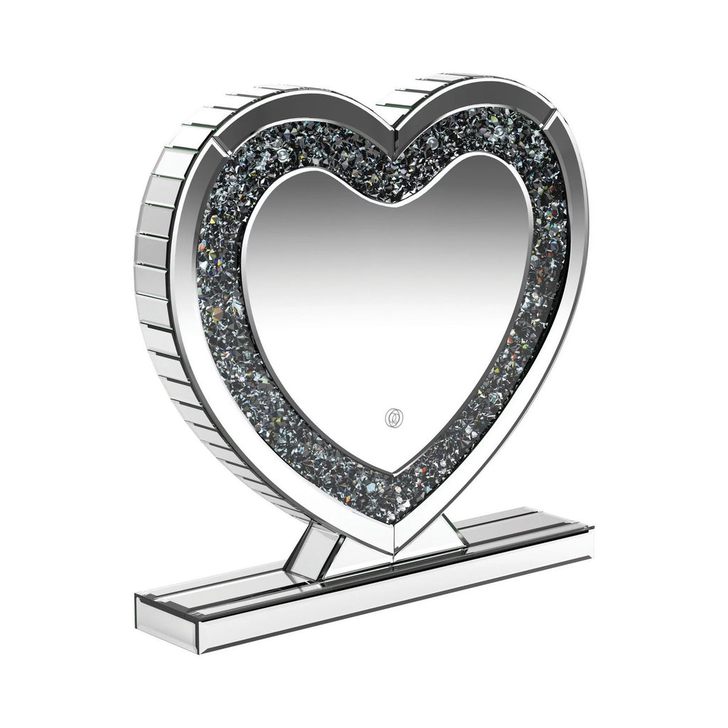 20 Inch Heart Crystal Trim Glass Vanity Mirror O6114