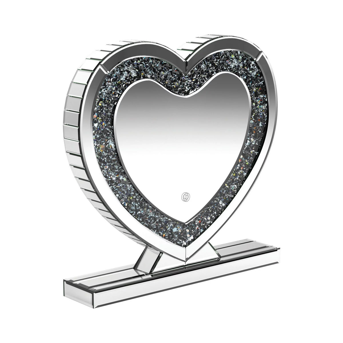 20 Inch Heart Crystal Trim Glass Vanity Mirror O6114