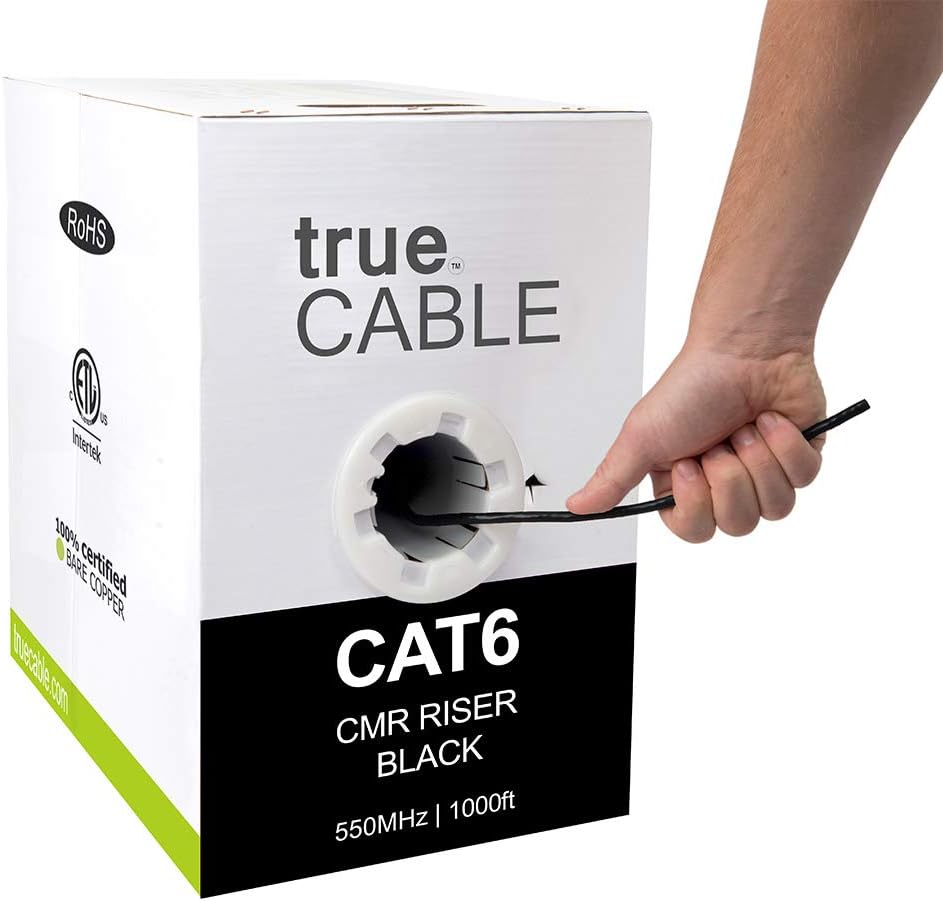 1000ft Black 23AWG 4 Pair Solid Bare Copper Bulk Ethernet Cable L661614