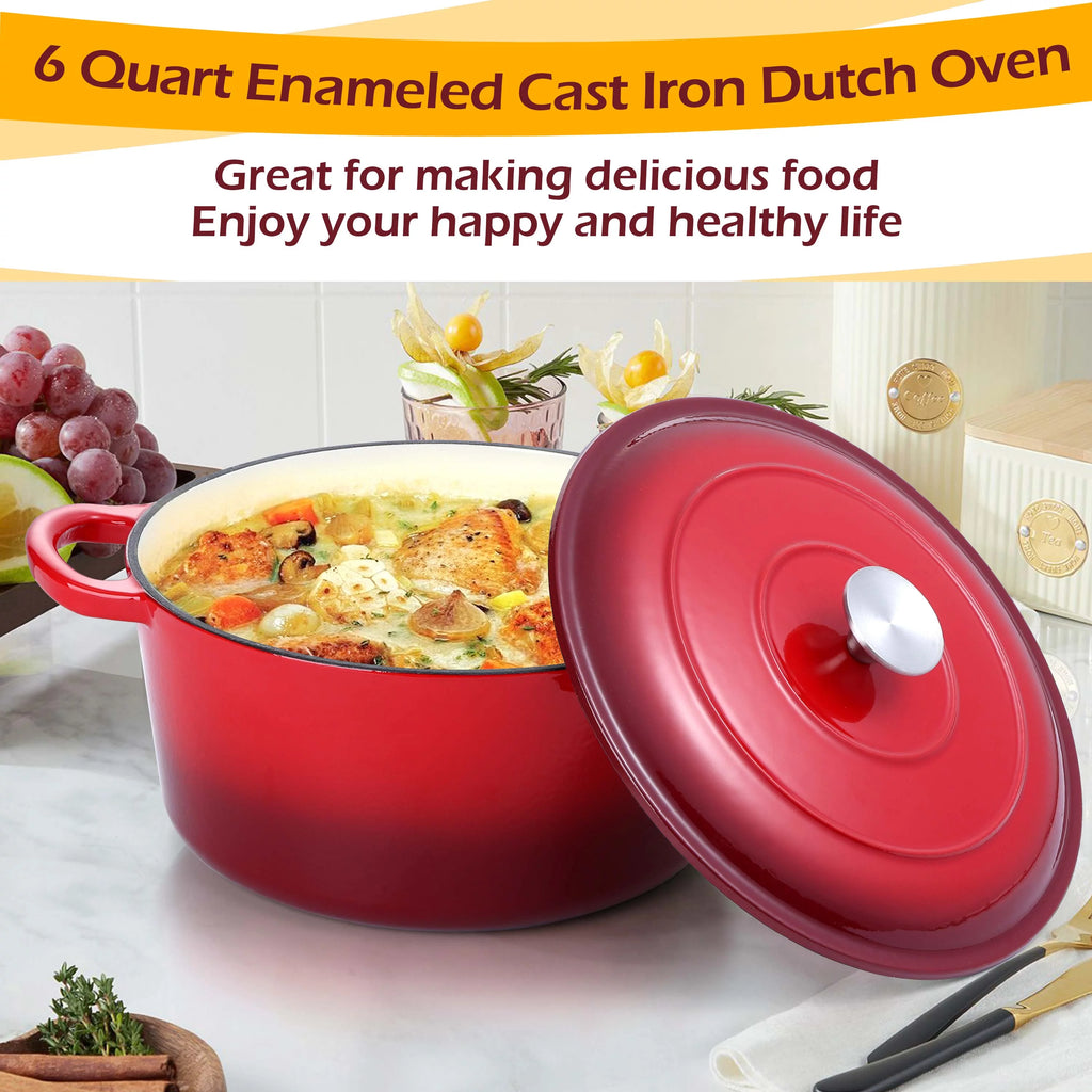 6 Quart Enameled Cast Iron Dutch Oven with Lid M12905