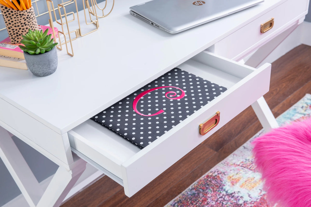 2-Drawer White Writing Desk S834284