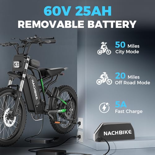 60V 25Ah Removable Battery Electric Dirt Bike with Full Suspension F1766