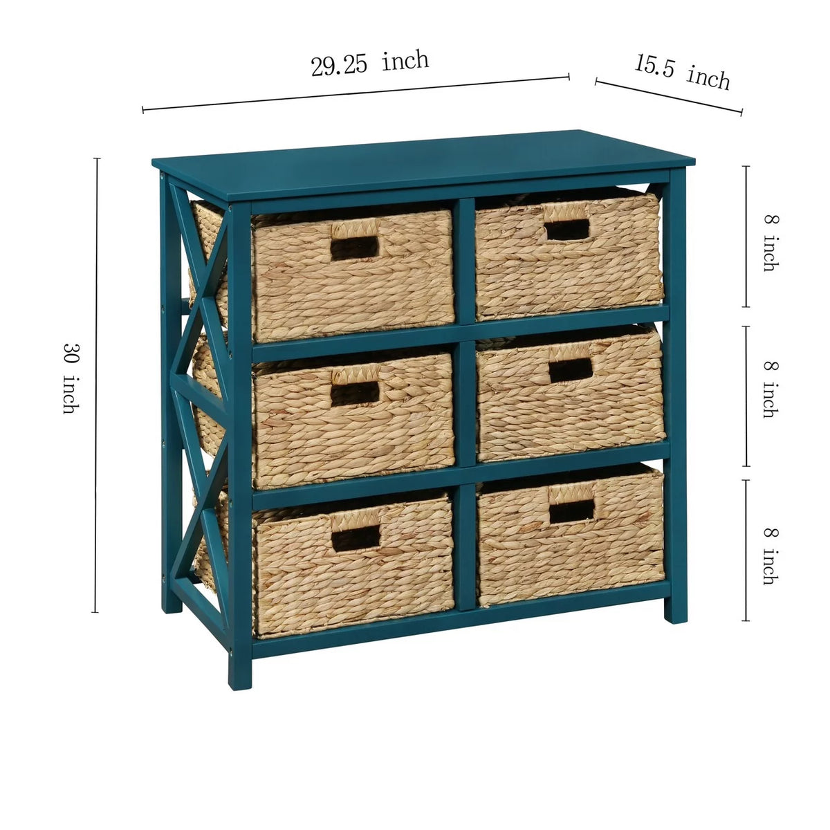3 Tier Storage Cabinet with 6 Wicker Baskets A1514
