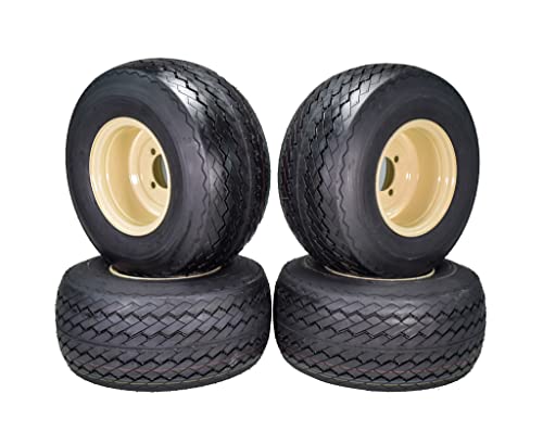 Set of 4 Beige 18x8.5-8 Golf Cart Wheels and Tires Combo K411828