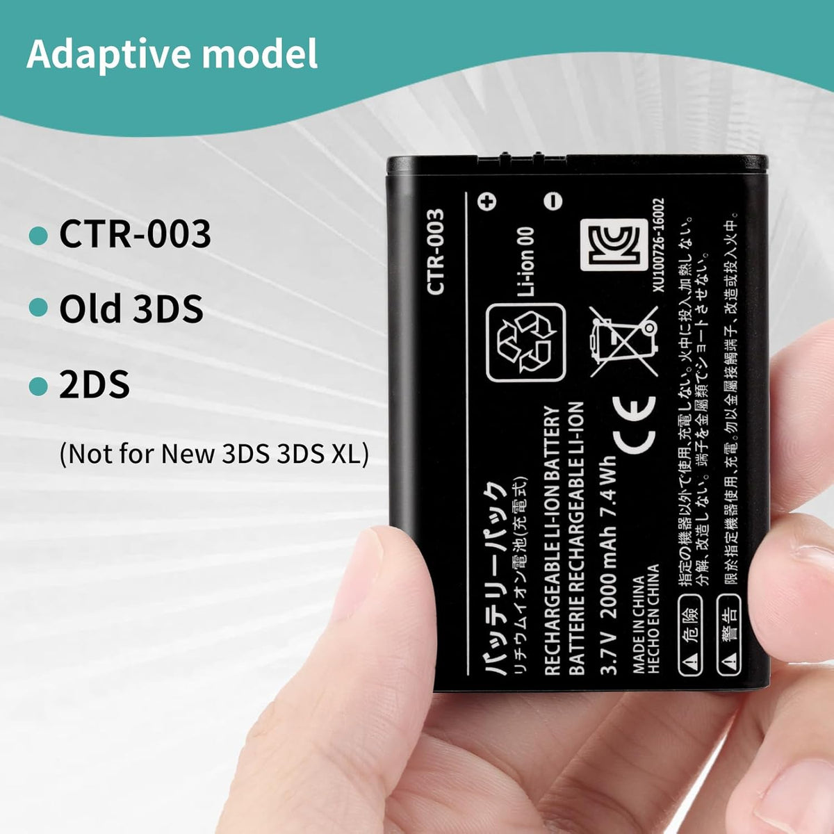 Replacement Lithium-ion Battery for Nintendo Old 3DS 2DS 2DS XL A30183
