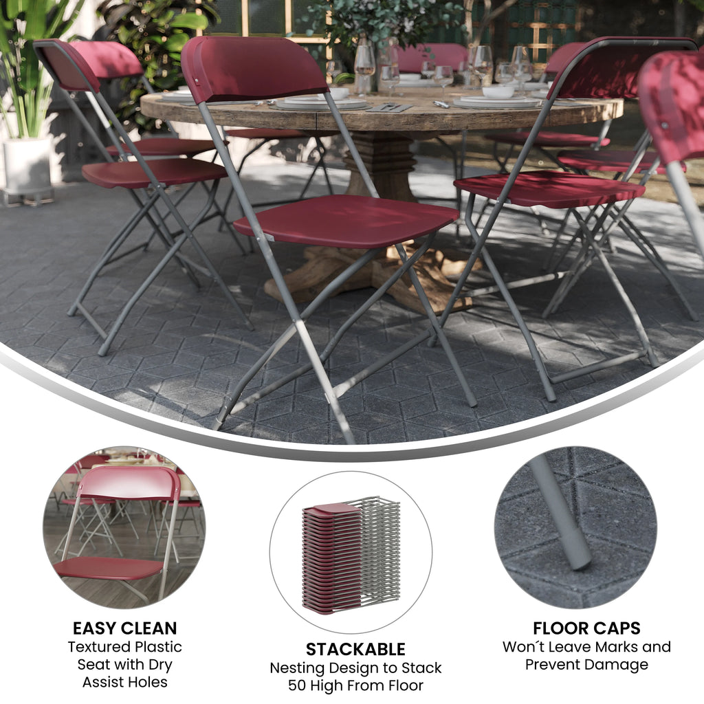 Set of 10 Red Stackable Folding Plastic Chairs Z3577