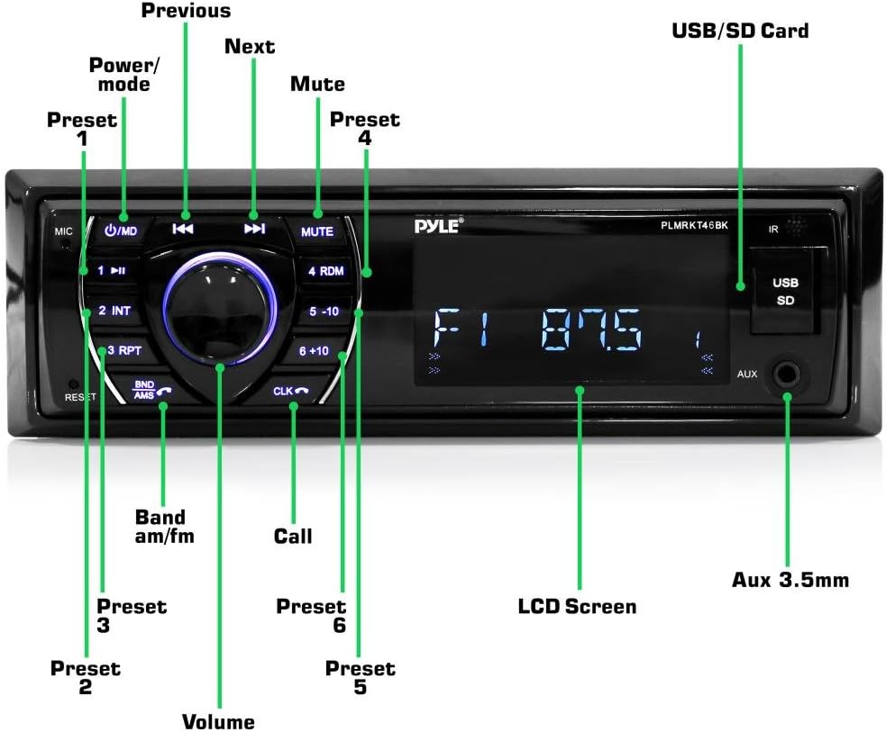 Marine Headunit Receiver Speaker Kit with Bluetooth Waterproof Speakers Pack of 2 Y403