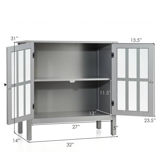 Gray Glass Door Sideboard Console Cabinet E763