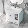 30" White Bathroom Vanity with Ceramic Sink and Storage Cabinet F511