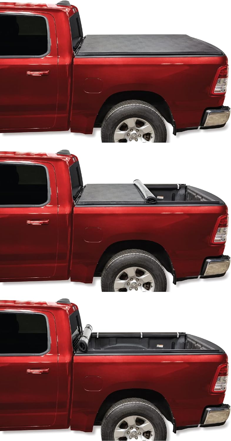 Soft Roll Up Truck Bed Tonneau Cover for 2015 - 2022 Ford F150 6.6’ Bed (Black) U1754