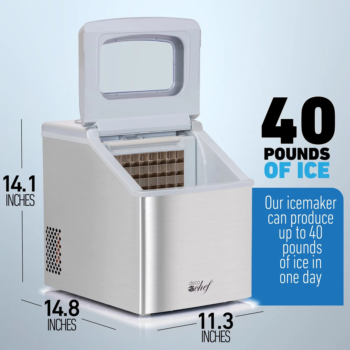 40 LB Stainless Steel Countertop Ice Maker N8588