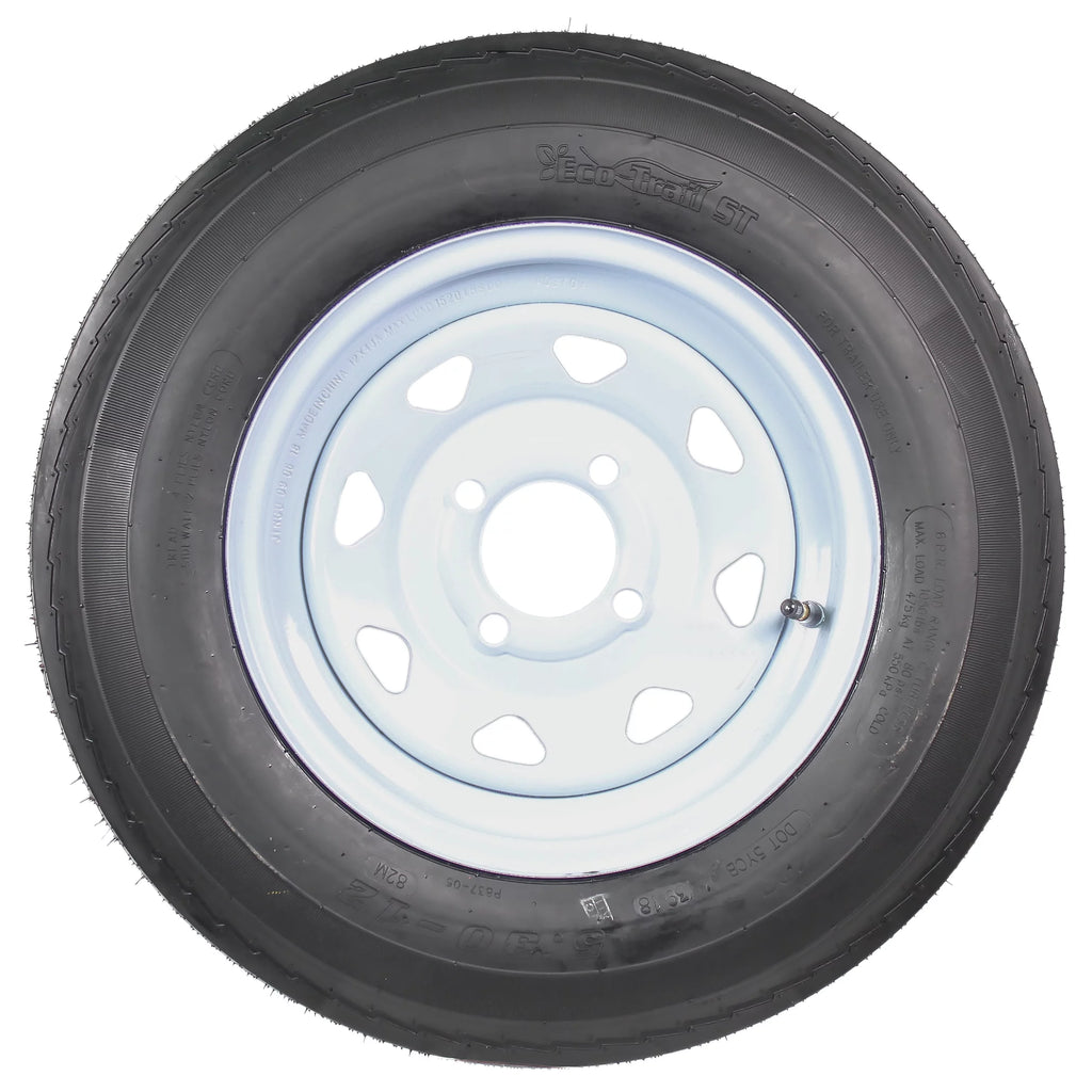 2-Pack Trailer Tires On White Wheel Rims 530-12 4 Lug L4828