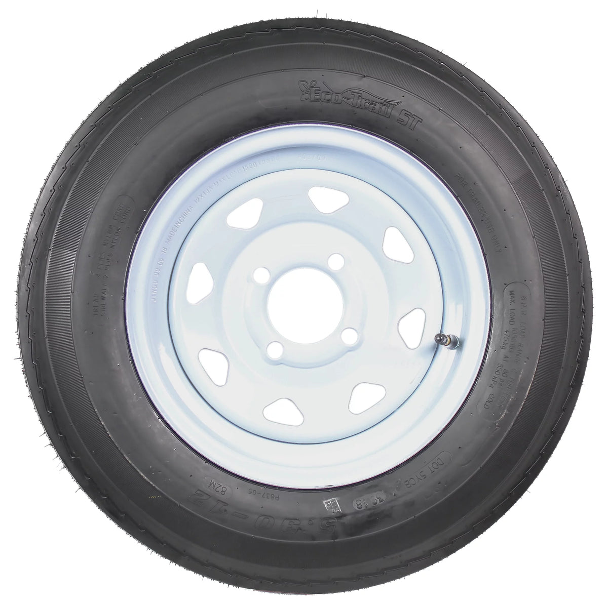 2-Pack Trailer Tires On White Wheel Rims 530-12 4 Lug L4828
