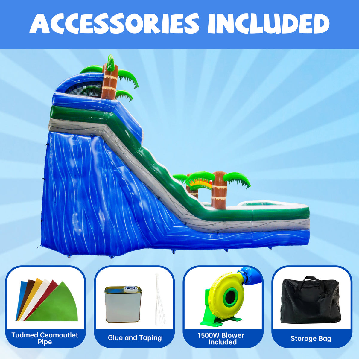 16 ft Inflatable Water Slide with Air Blower K4737