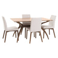 5 Piece Dining Set Natural Walnut Light Beige Q90056