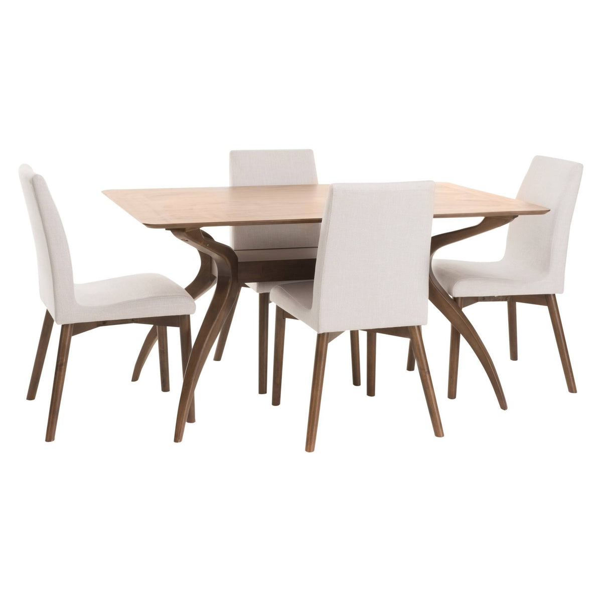 5 Piece Dining Set Natural Walnut Light Beige Q90056