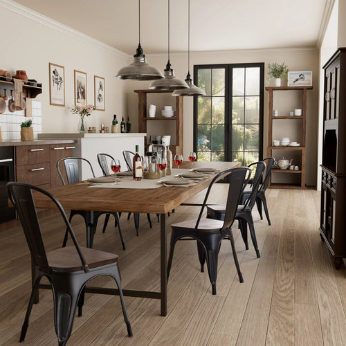 18 Inch Wood Seat Stackable Metal Dining Chair Set of 4 T827670