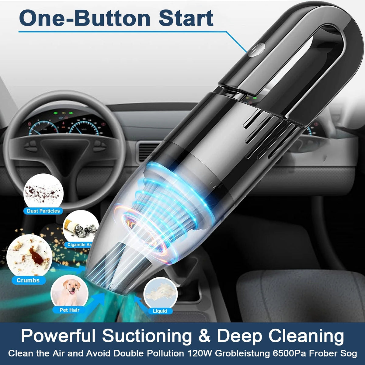 Cordless Handheld Vacuum Cleaner 6500Pa with Multi-Nozzles M679732
