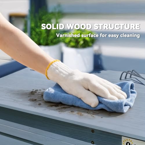 Wooden Potting Bench Table with Sink and Storage Cabinet J5694