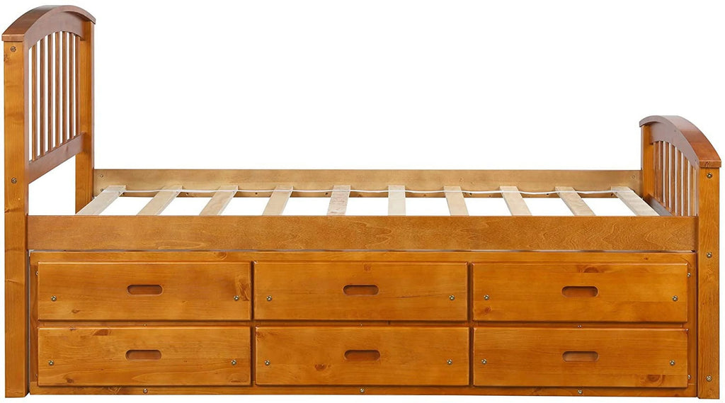 Twin Size Wood Platform Storage Bed with 6 Drawers K14828