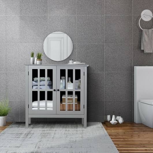 Gray Glass Door Sideboard Console Cabinet E763