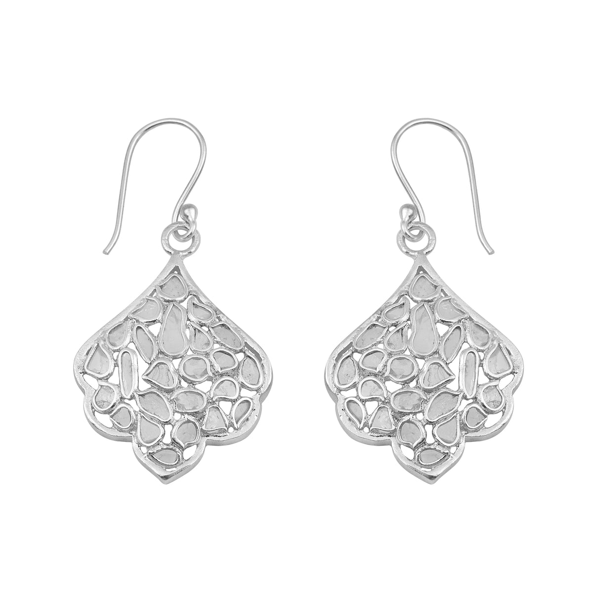 Natural Diamond Polki Leaf Dangle Earrings K1795