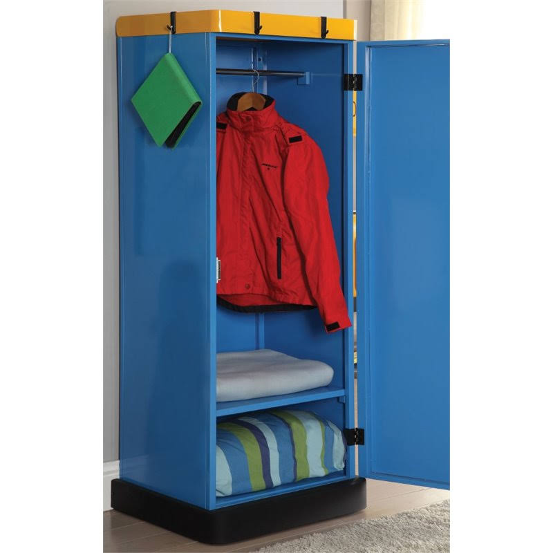 Blue Metal Kids Wardrobe Armoire G213