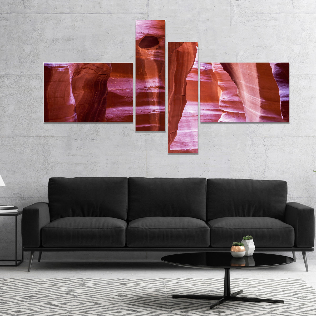 Brown 60 in. x 32 in. 4 Panels Canvas Print T2558