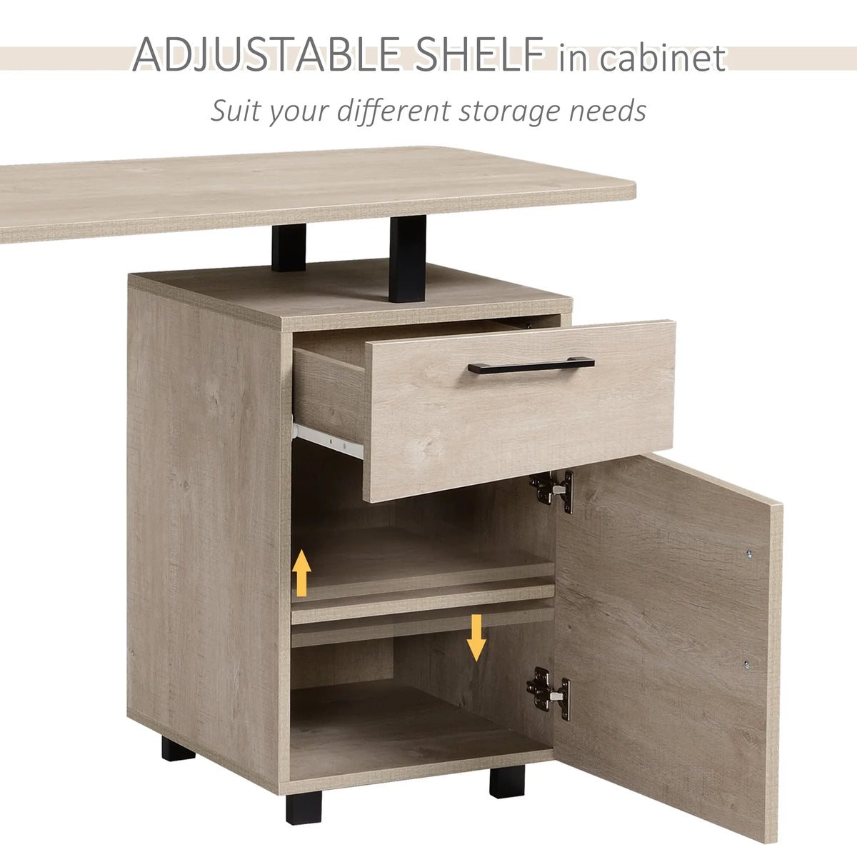 Oak Computer Desk with Drawer and Storage Cabinet T623941