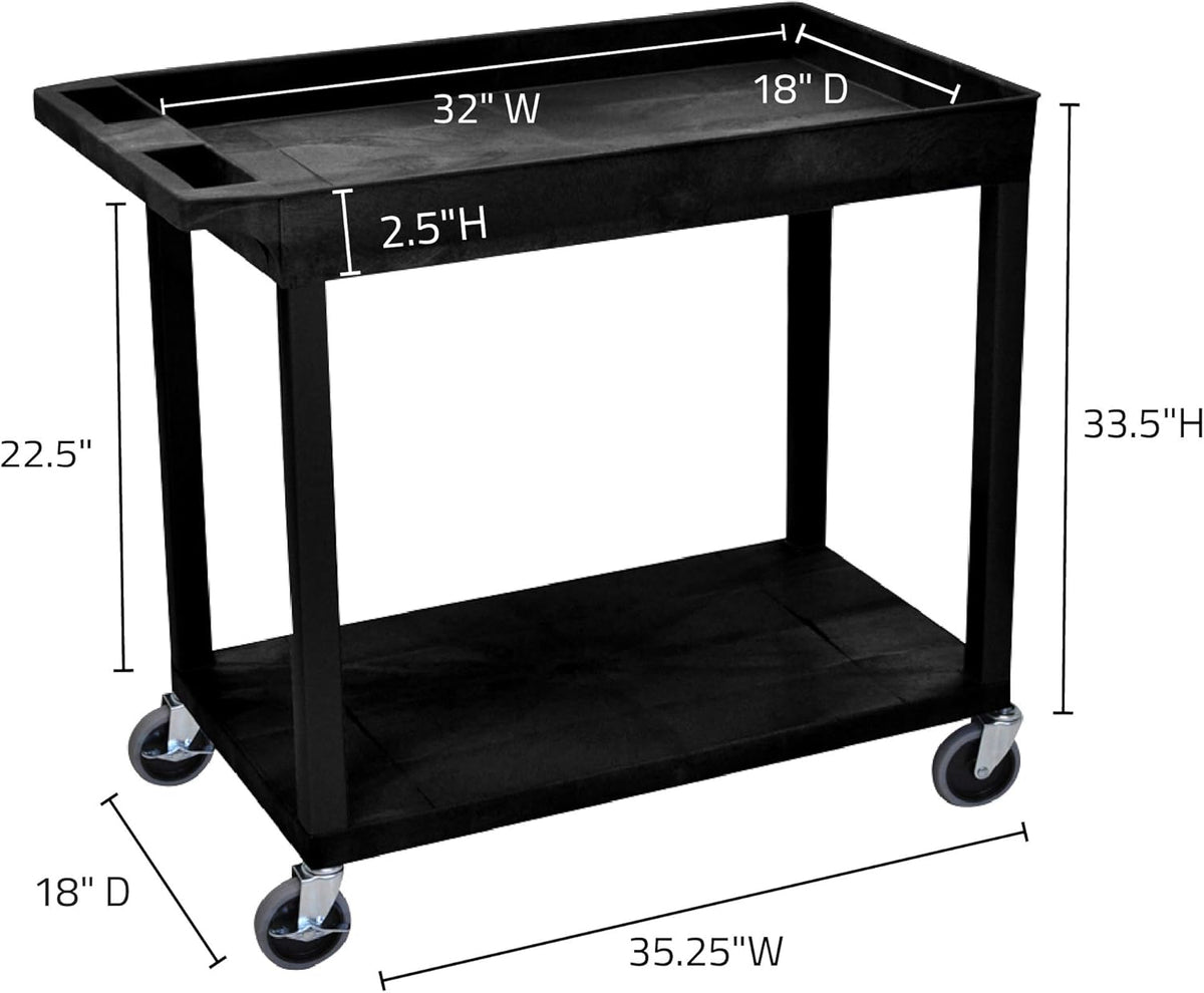 Black Multipurpose Utility Cart with 1 Tub and 1 Flat Shelf B58529