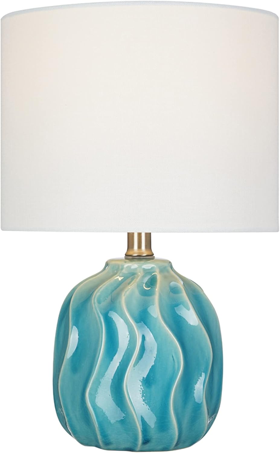 Small Textured Ceramic Accent Table Lamp with Linen Shade E798184