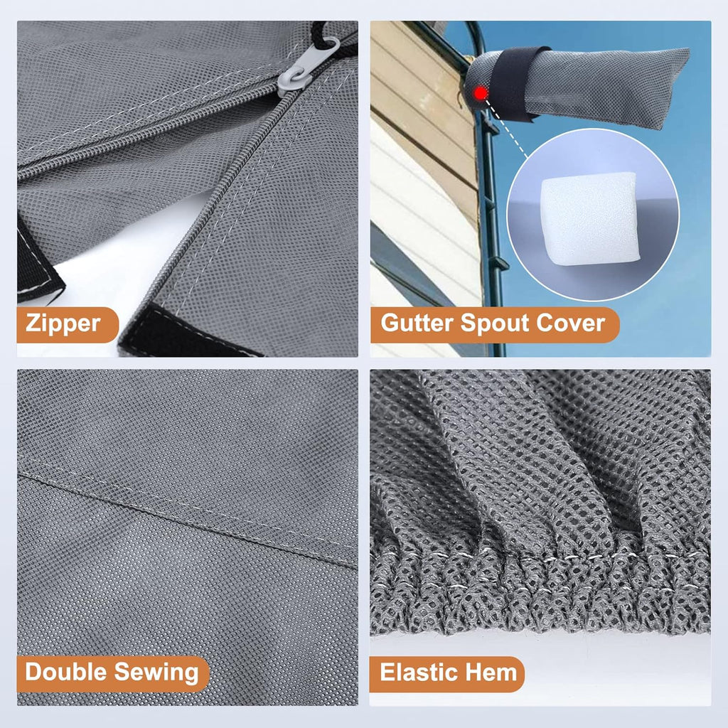 Heavy Duty 6 Layers Travel Trailer RV Cover Anti-UV Camper Cover for 24'1" - 26' Motorhome Breathable Rip-Stop with 2Pcs Extra Straps & Gutter Spout Covers H5734