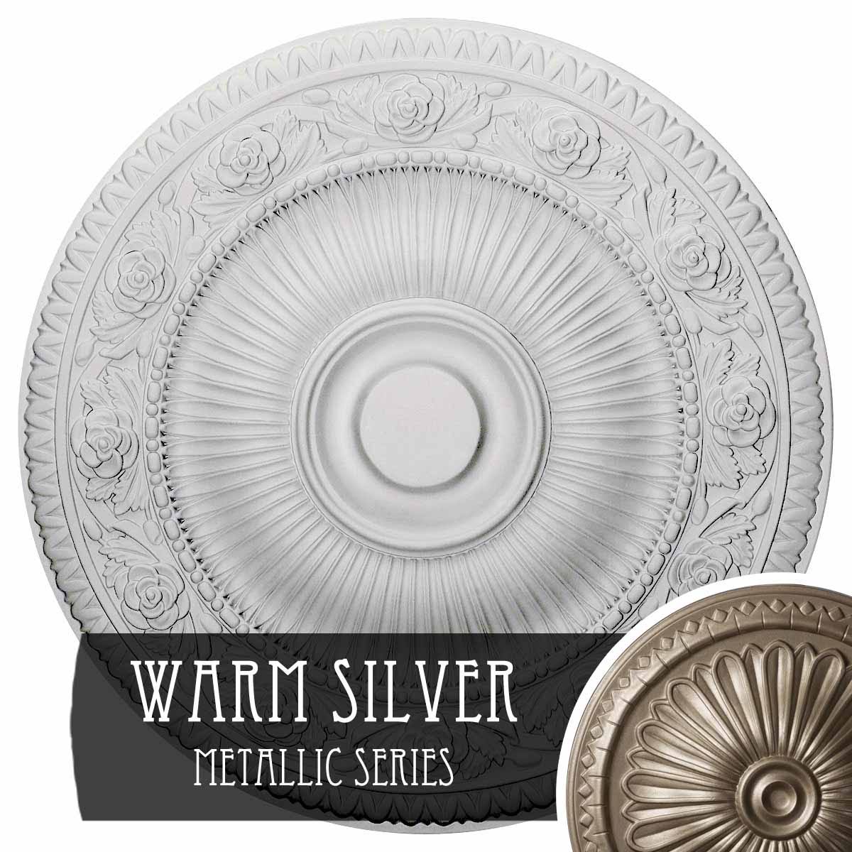 24 1/4 inch x 2 inch Ceiling Medallion, Hand-Painted Warm Silver E519