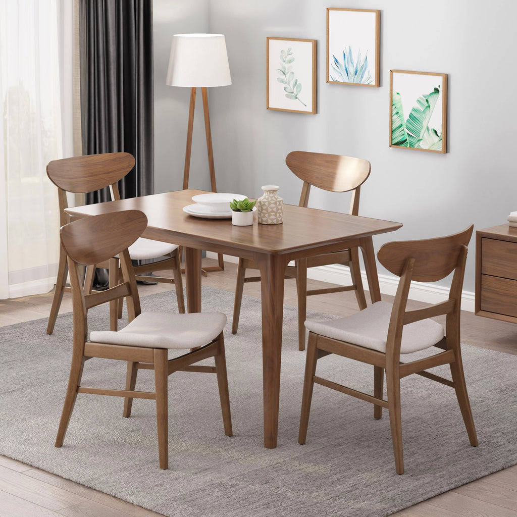Set of 4 Light Beige Fabric Dining Chairs Z41040