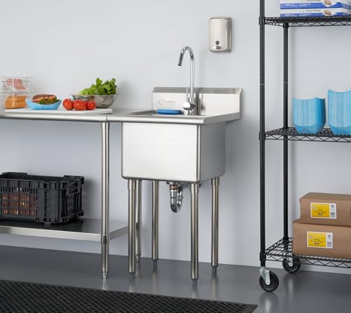 Stainless Steel Single Bowl Utility Sink, 21.5” x 24” x 49.2”, Silver K670