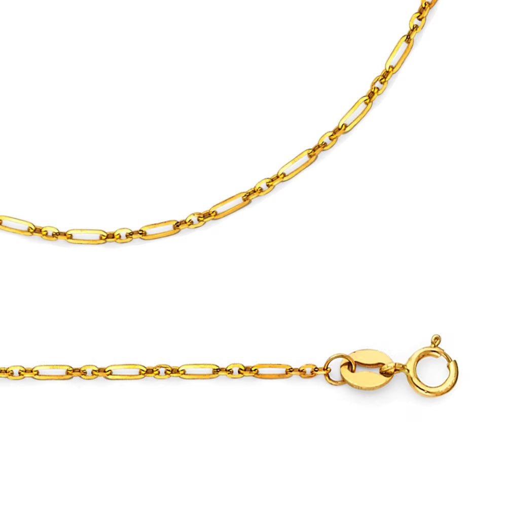 Solid 14k Yellow Gold Necklace Cable Chain 1.3 mm 16 inch G1736