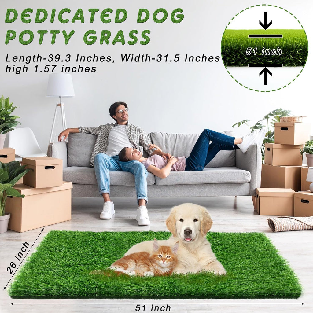 2 Pcs Artificial Grass, 52" x 26" x 1.57" Dog Pee Pads, Large Dog Potty Training Rug with Drainage Holes A4963