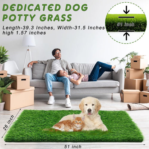 2 Pcs Artificial Grass, 52" x 26" x 1.57" Dog Pee Pads, Large Dog Potty Training Rug with Drainage Holes A4963