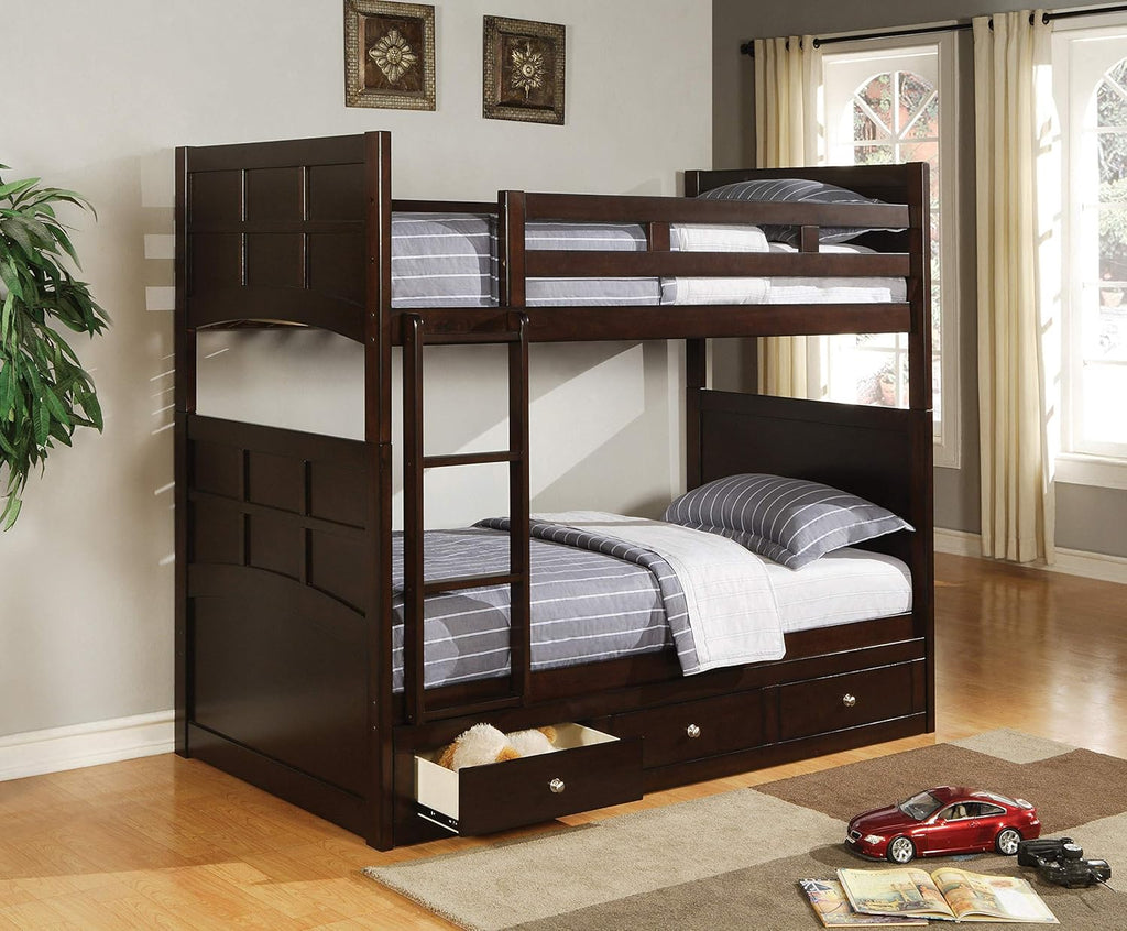 Cappuccino Twin Over Twin Bunk Bed T93389