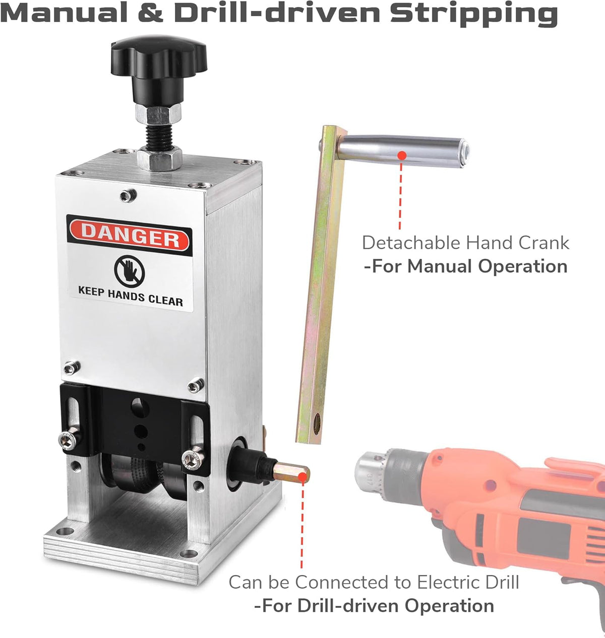 Manual Wire Stripping Machine with Drill Connector Cable Peeling Stripper Tool 0.06-0.98 D88554