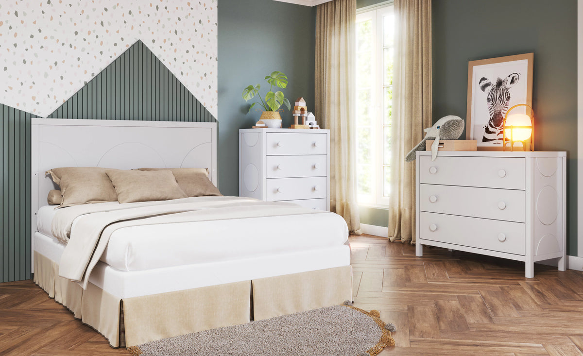 3-Piece Convertible Crib Dresser and Chest Nursery Set Matte White Q167