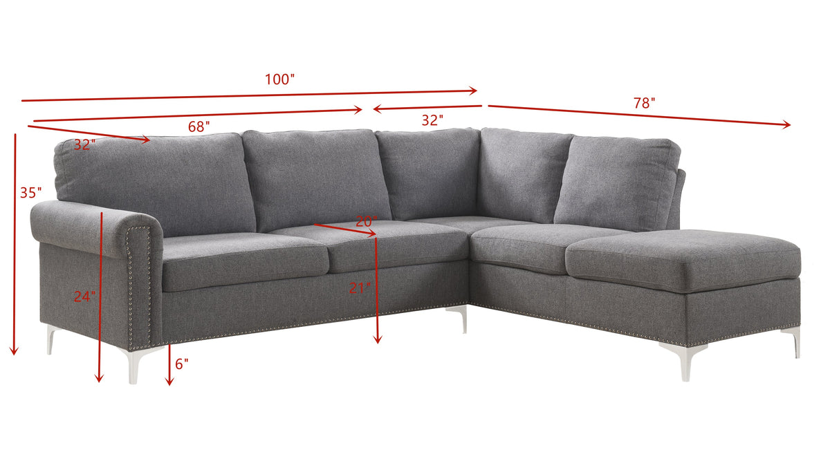 Gray Sectional Fabric Sofa C69461