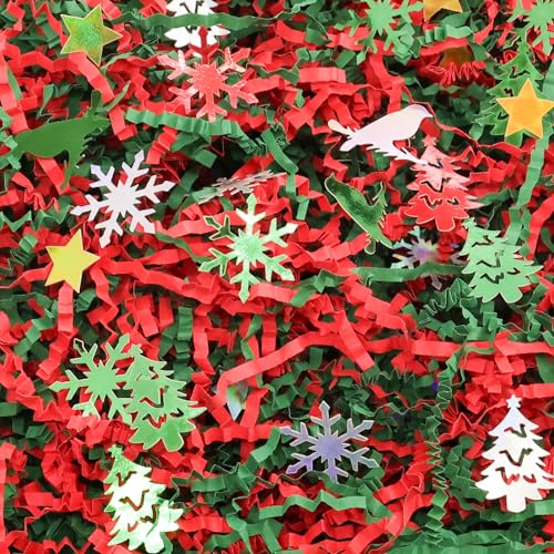 1LB Christmas Crinkle Cut Paper Basket Filler N4421