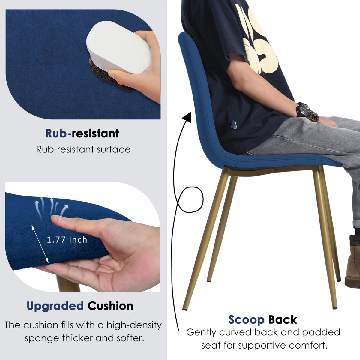 Blue Fabric Dining Chairs Set of 4 D98484