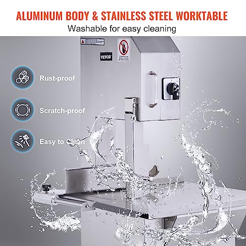 1500W Stainless Steel Countertop Meat Bandsaw with 6 Blades J50099