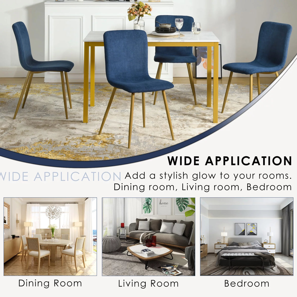 Blue Fabric Dining Chairs Set of 4 D98484