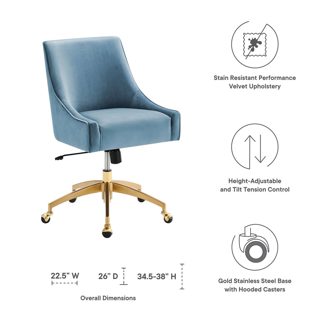 Light Blue Velvet Office Chair Q114