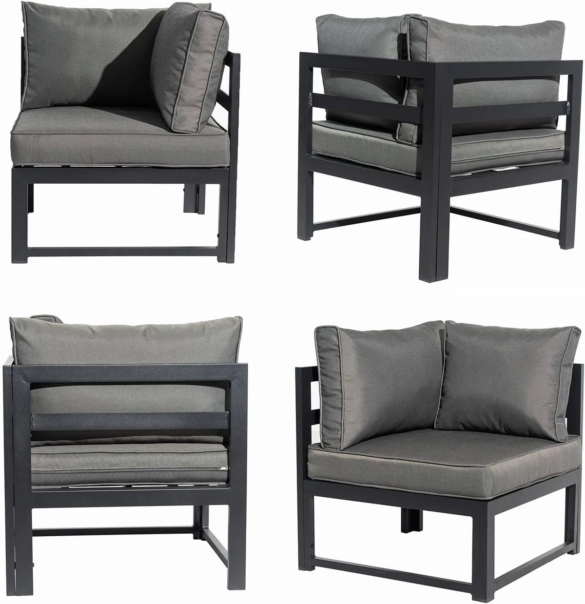 7 Pieces Patio Corner Sofa Set with Coffee Table, Gray V7559